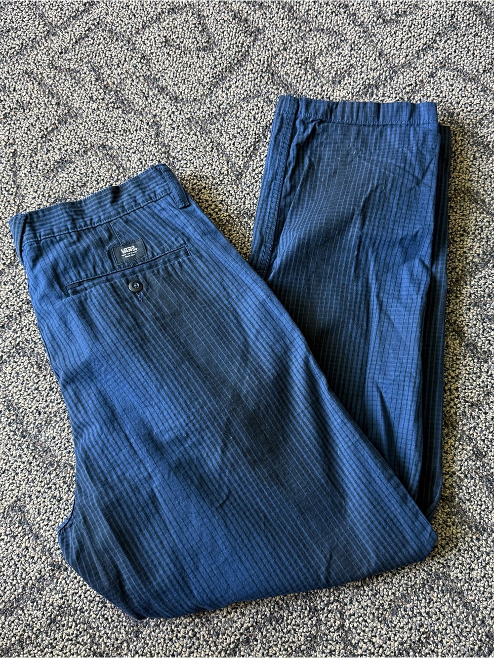 Vans Authentic Chino Loose Tapered Fit Navy Blue and Black Plaid Print Pants